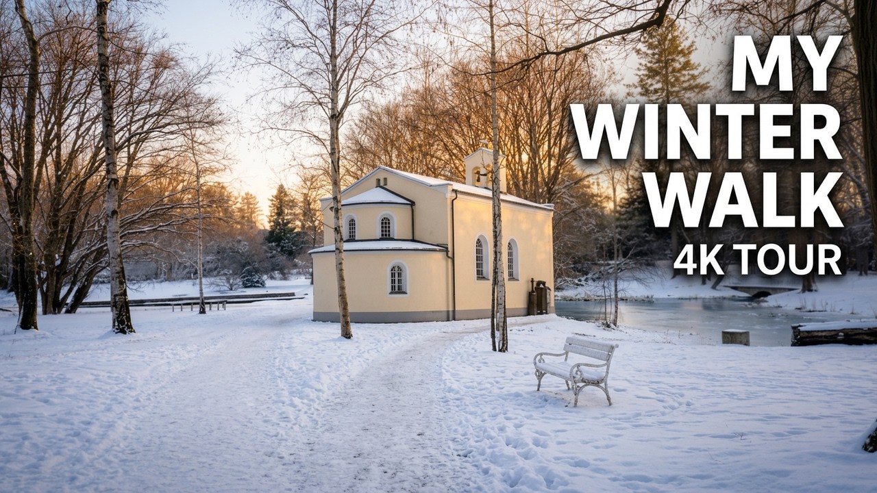 Real Time Winter Walk in a Quiet Park ❄️ Snowy Nature, Calm Atmosphere | 4K Walking Tour