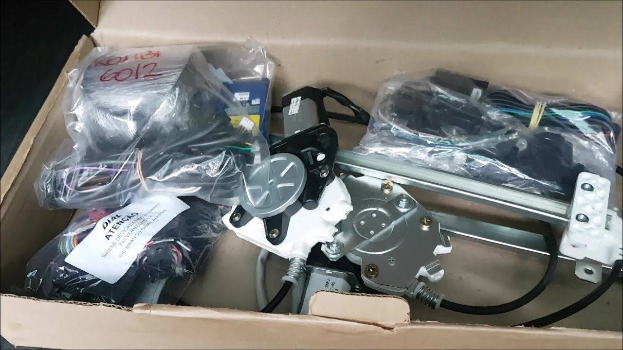 Kit Dial vidro elétrico alarme e trava elétrica para kombi abrindo a caixa