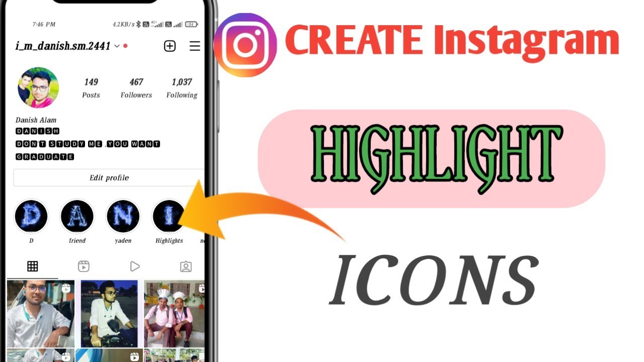 instagram ke highlight per apna naam kaise likhe