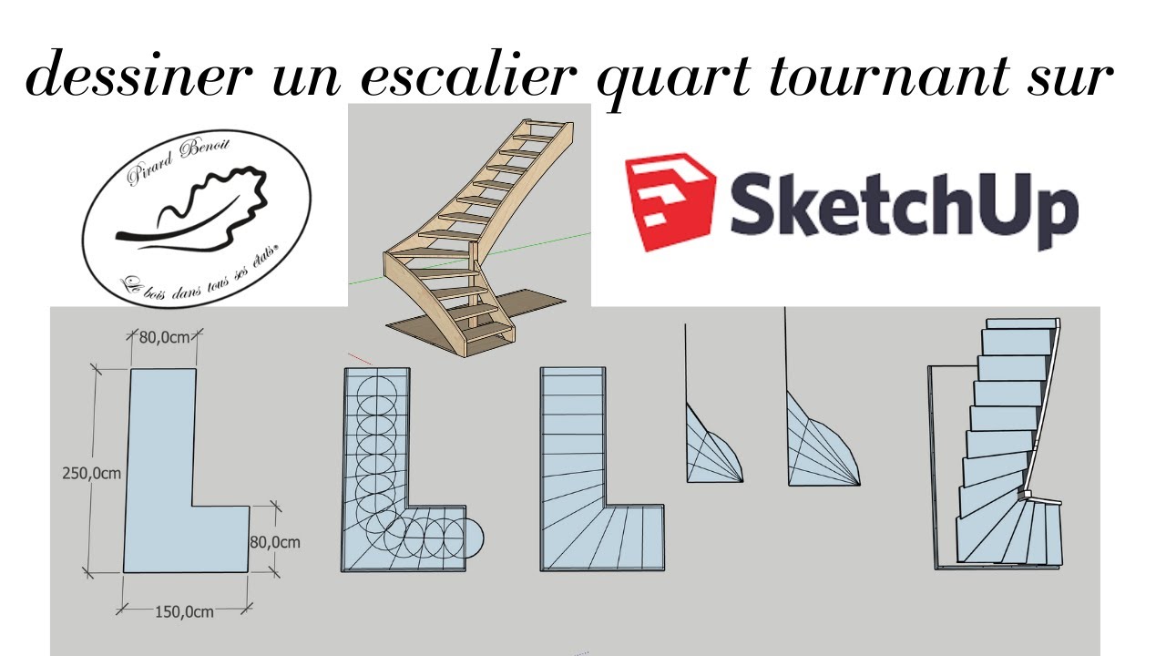 bonus comment calculer un escalier quart tournant  sur sketchup  4K