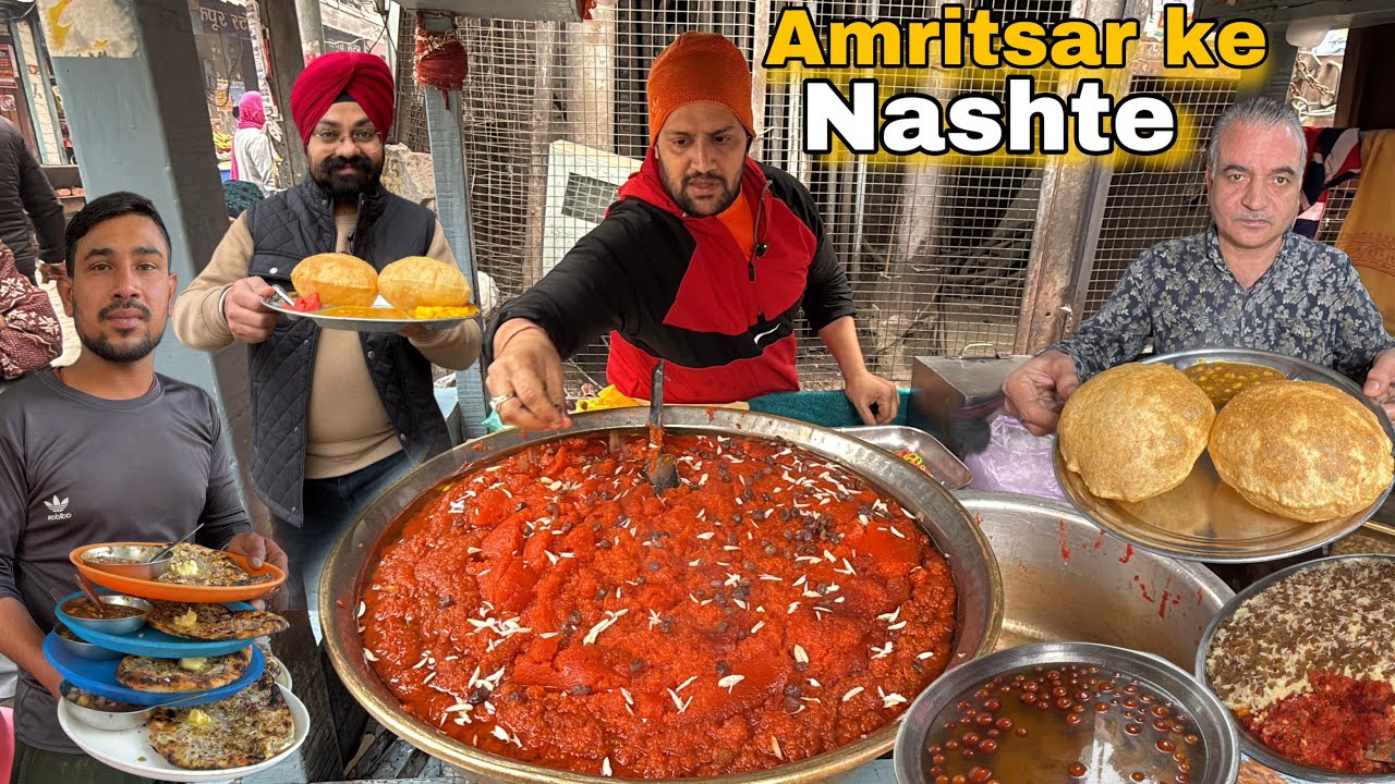 Best Breakfast in Amritsar | Desi ghee wali poori , Halwa , Amritsari Kulche , Chole mathi