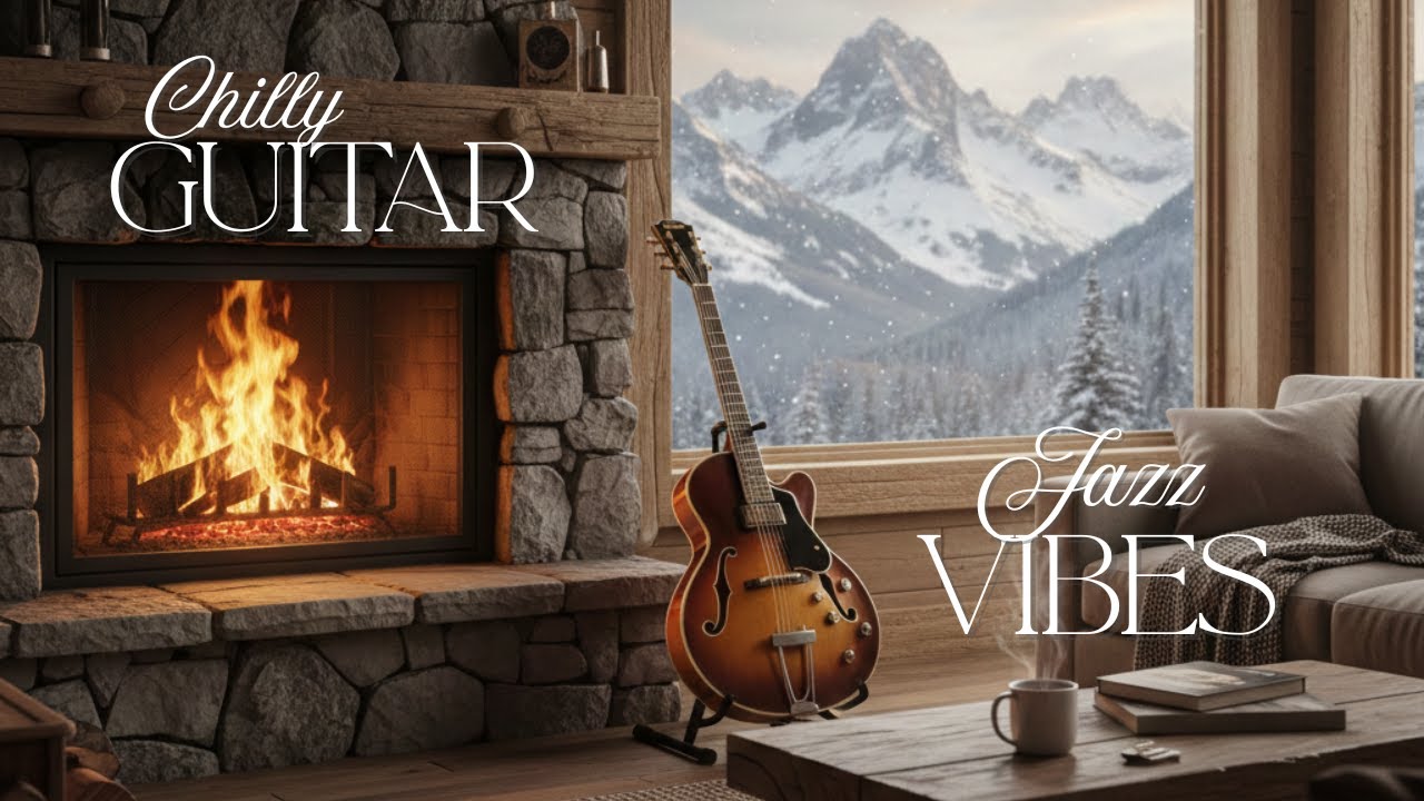 Cozy Guitar Jazz by the Fireplace | Mountain Cabin Vibes