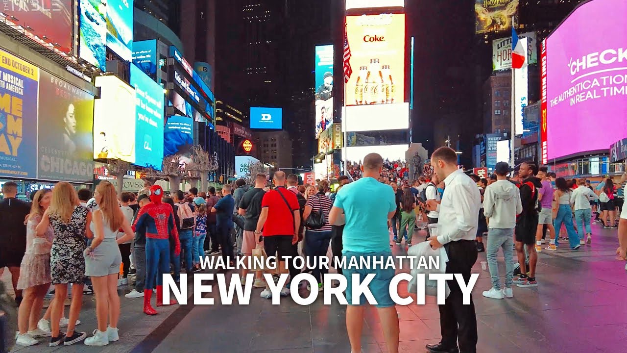 NEW YORK CITY - CE.3 Manhattan Walking Tour Summer Season, Times Square, Broadway, SoHo, Chelsea, 4K