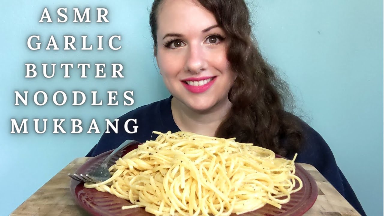 ASMR GARLIC BUTTER NOODLES MUKBANG 먹방 | Eating Sounds *No Talking | Ceallen Eats