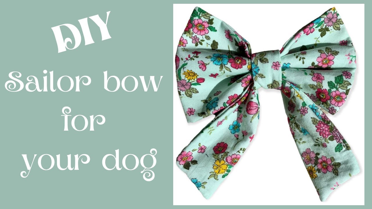 DIY: How to make dog sailor bow/with dog collar/free pattern!