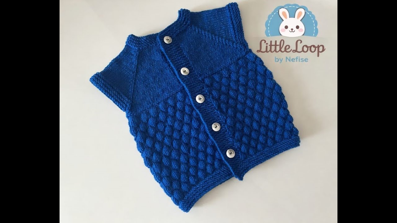 🧶 Bobble Stitch Baby Boy Vest Knitting Tutorial | Easy Knitted Baby Vest