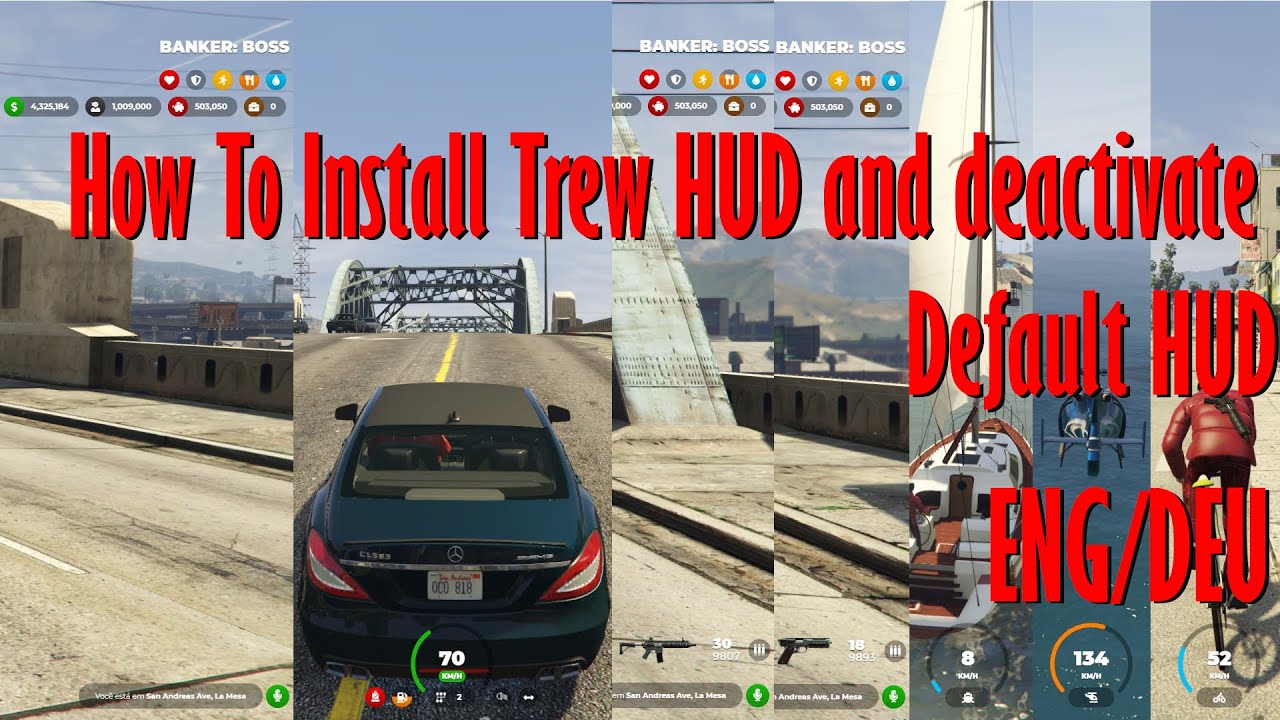 GtaV FiveM How Install TREW HUD UI and Disable Default HUD ENG/DEU (new es_extended see description)