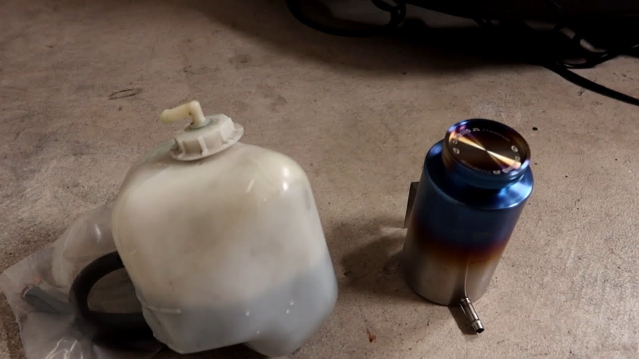 Chasing J's titanium S2000 coolant overflow tank install!