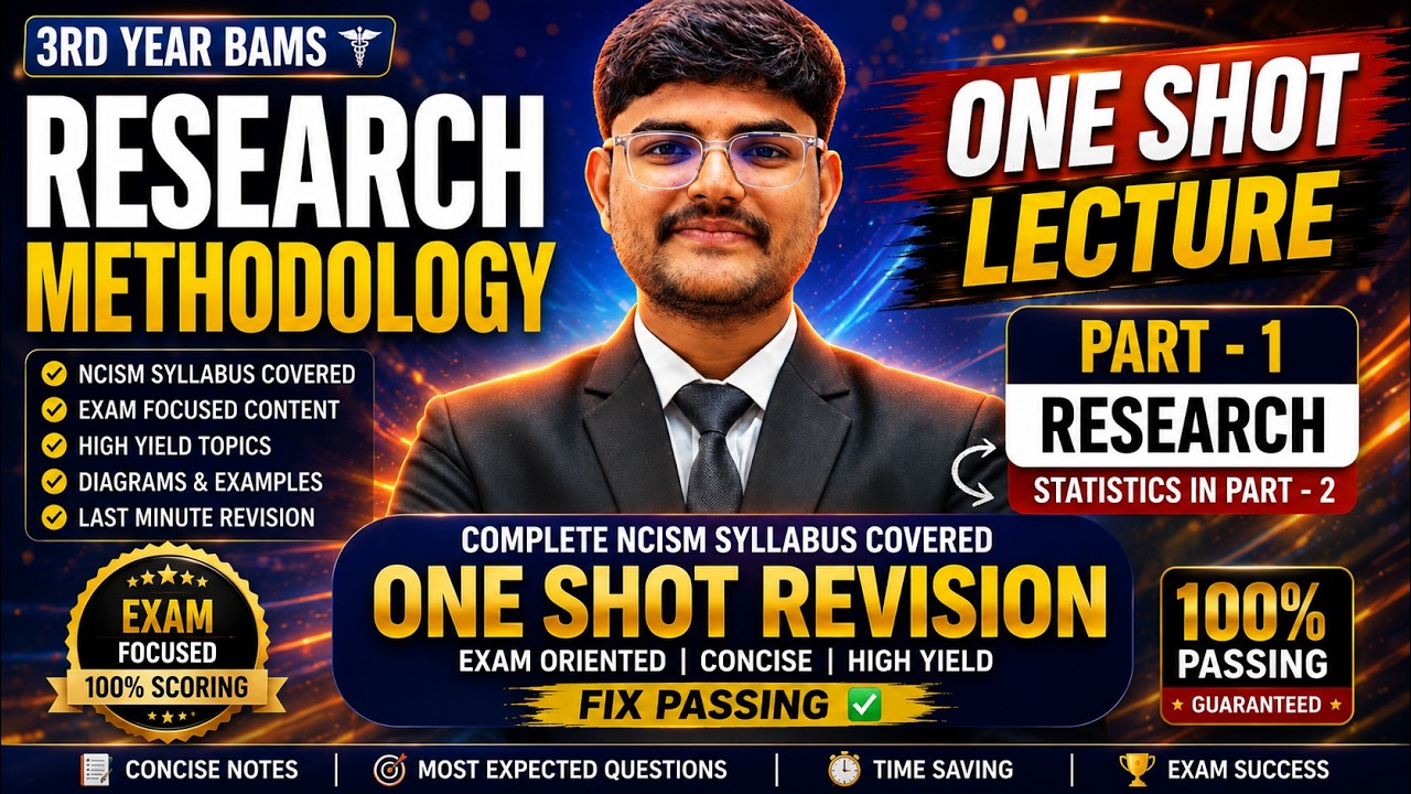 Research Methodology PART-1 | One Shot Revision | 3rd Year BAMS | NCISM Syllabus
