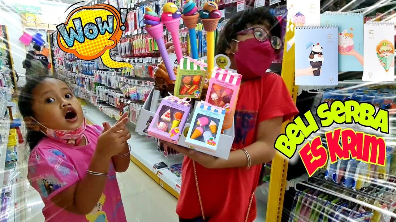 Vlog Hanum: Hanum Hunting Peralatan Sekolah Serba Gambar Es Krim 💜 Hanum Diary