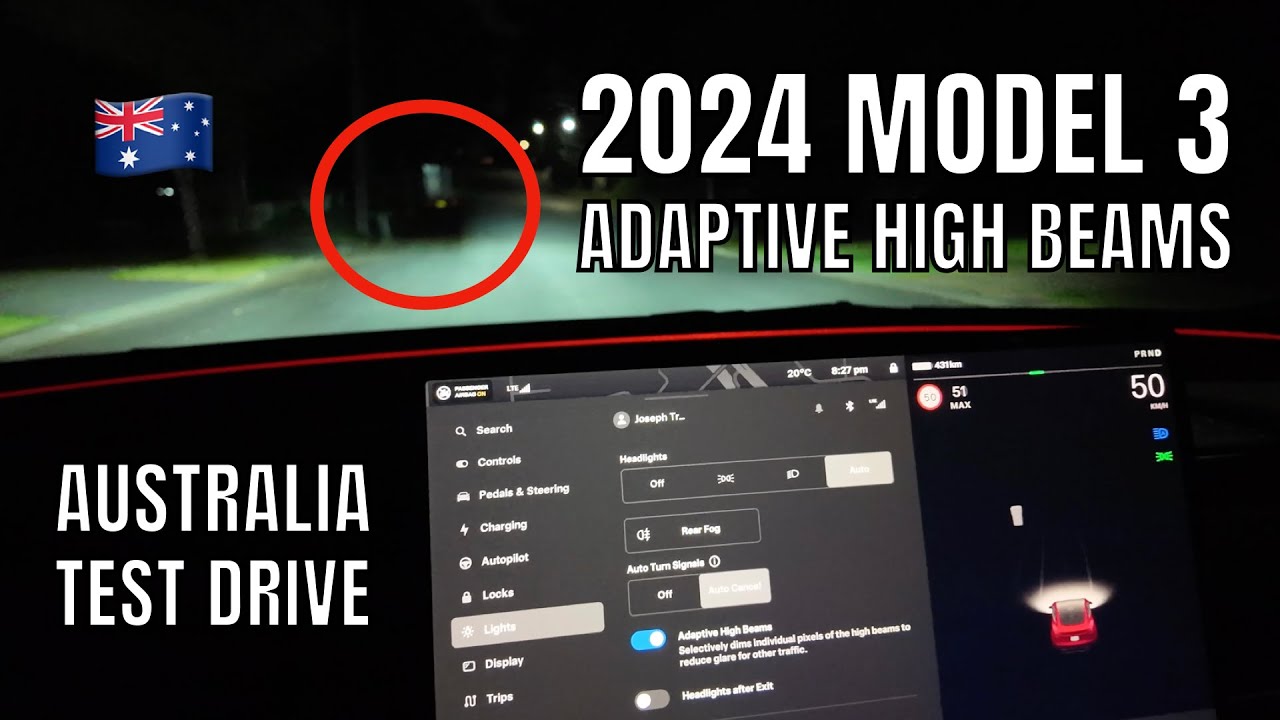 2024 Tesla Model 3 Adaptive Headlights Highland Update Australia Test
