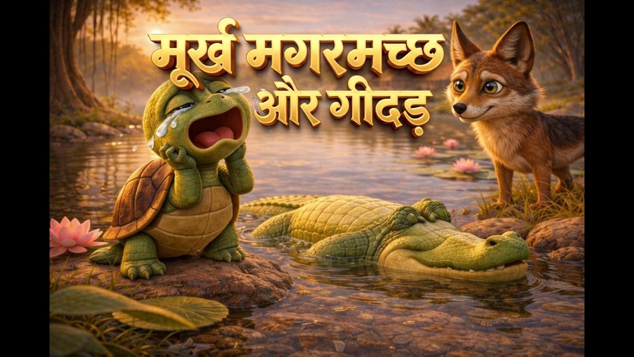 मूर्ख मगरमच्छ और गीदड़ | Moral Story for Kids | 3D Hindi Animation | Panchatantra Style Kahani