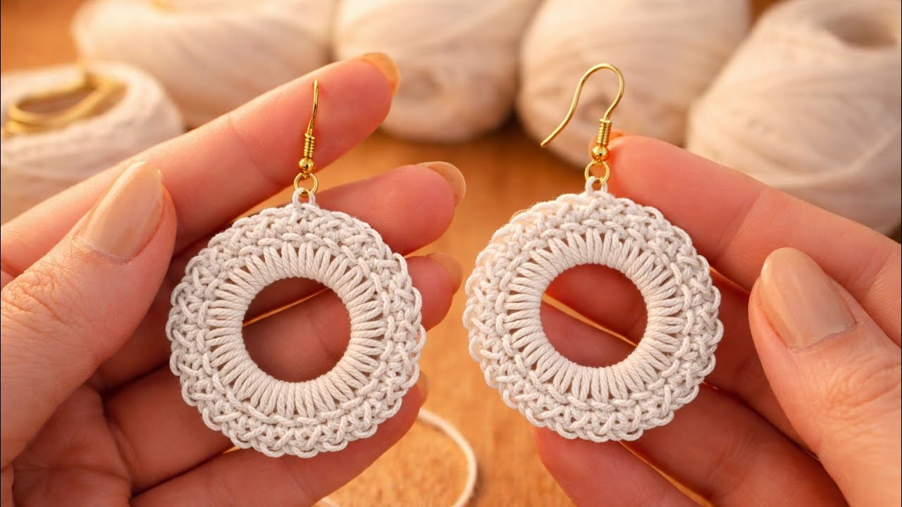 How to Make Crochet Hoop Earrings Easy Cotton Crochet Earrings