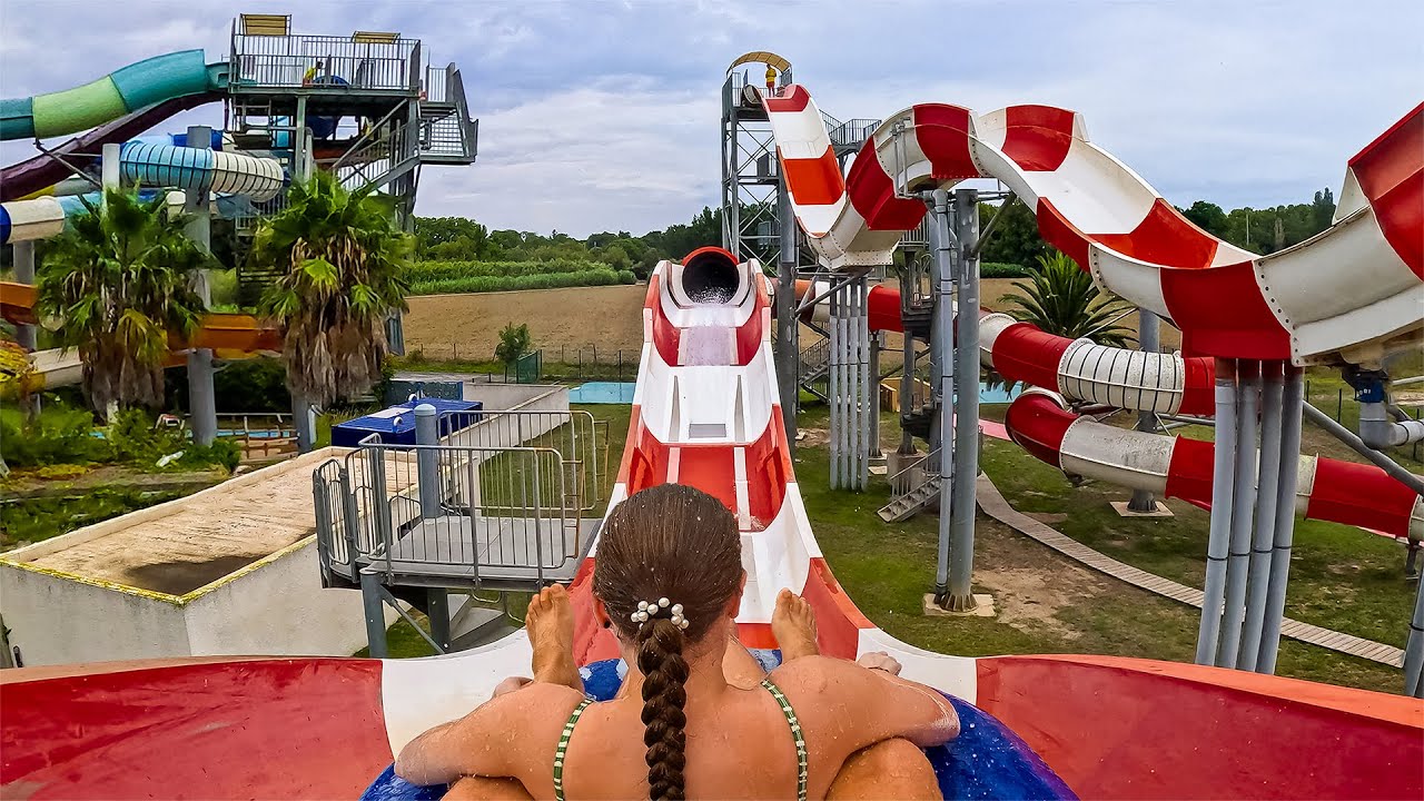 Waterslides at Aqualand Saint-Cyprien, France