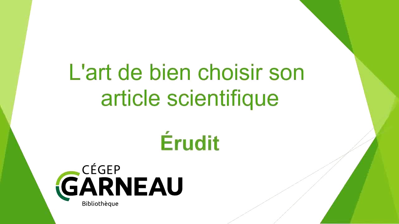 &Eacute;rudit - comment trouver un article scientifique