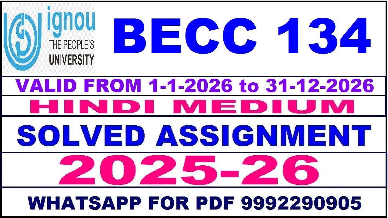 BECC 134 solved assignment 2025-26 in Hindi || becc 134 solved assignment 2026 || becc134 2025-26