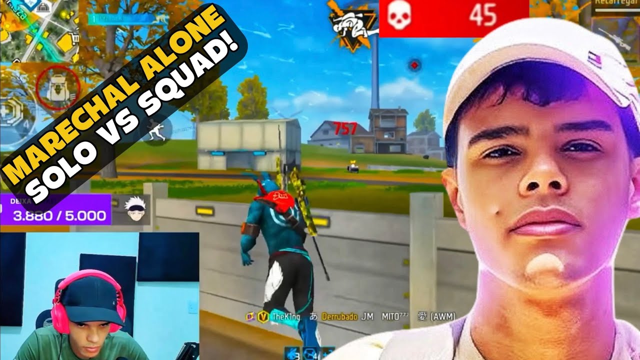 MARECHAL SOLO vs SQUAD COM A SENSIBILIDADE PERFEITA! FREE FIRE - MARECHAL HIGHLIGHTS