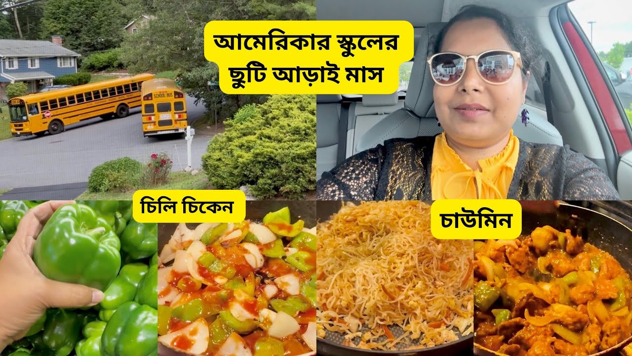 আমেরিকার স্কুল ছুটি আড়াই মাস | স্কুল থেকে ফিরে বানালাম চিলি চিকেন আর চাউমিন #dailyvlog #bengalivlog