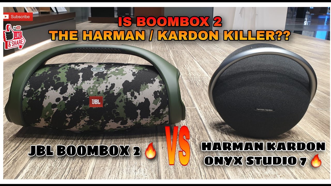 JBL Boombox 2 vs Harman / Kardon Onyx Studio 7 sound & bass test