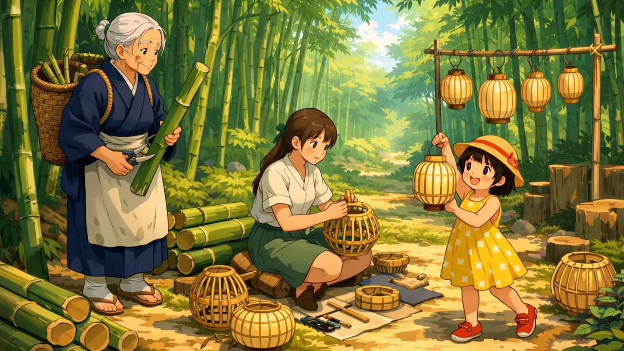 A day in the forest harvesting bamboo and making lanterns | Ghibli Lifestyle