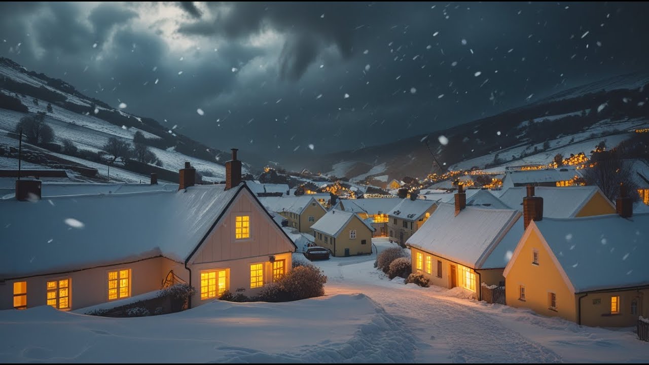 Snowstorm in the Village — Winter Night Calm