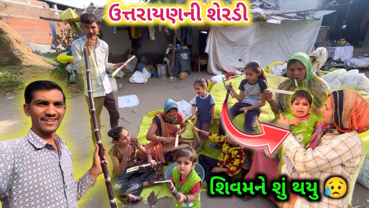 ઉત્તરાયણની શેરડી || શિવને શુ થયું 😥 || Life at Botad Village Vlogs 