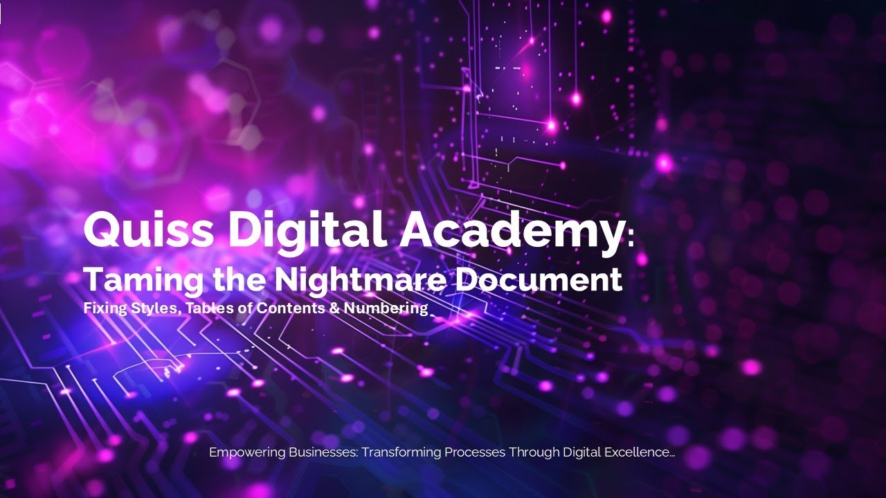 Taming the Nightmare Document: Fixing Styles, Tables of Contents & Numbering