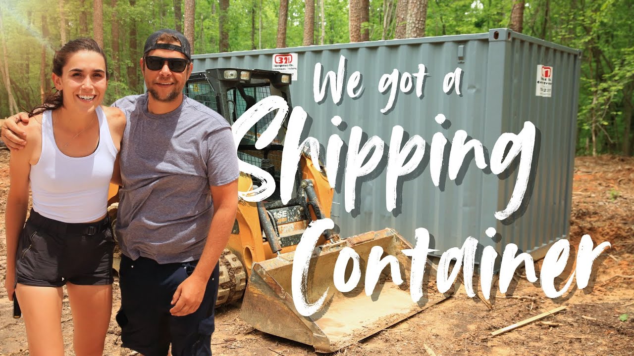 We Got a Shipping Container Delivered to the Land! (And cut down our first 100+ foot pine trees)