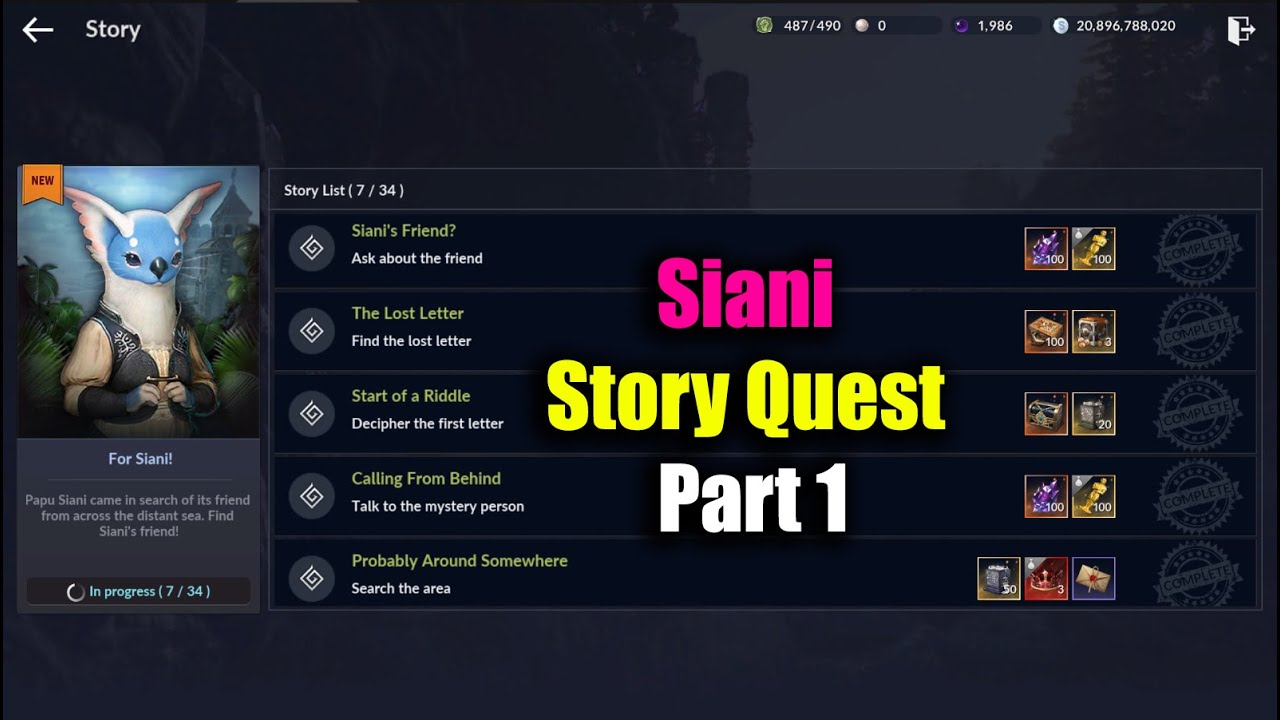 Black Desert Mobile Siani Story Quest Part 1