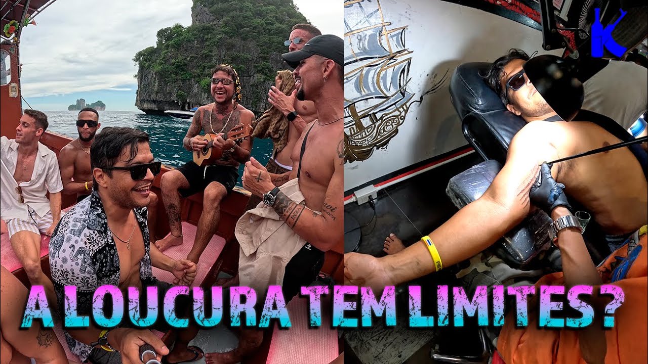 Um Dia de LOUCURA em PHI PHI: Pagode no Barco, Maya Bay e TATUAGEM!