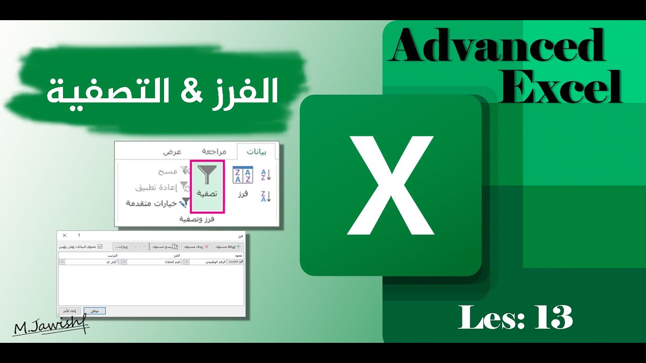 اكسل متقدم  | الفرز والتصفية | الدرس 13 | Advanced Excel