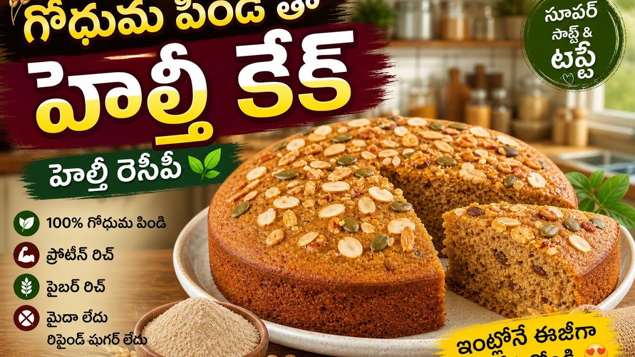 గోధుమ పిండితో స్పాంజ్ కేక్ చేశాను.🎂😋. హెల్దీకేక్.Atta cake👌.wheat flour cake Telugu. 😍