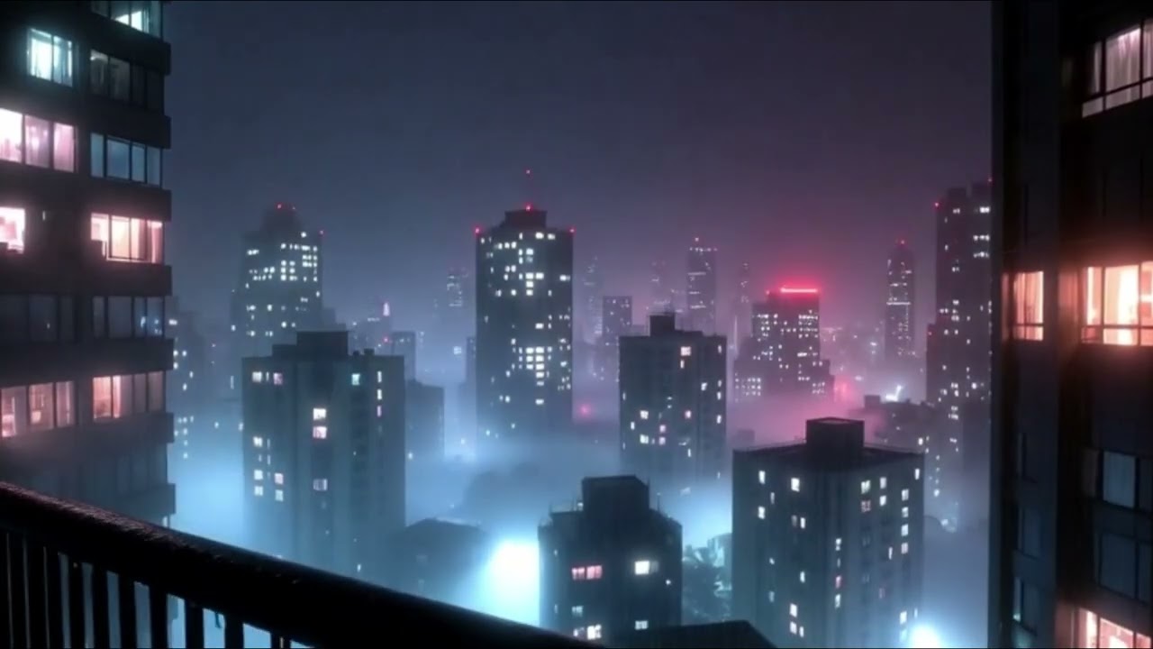 Rainy Balcony at Night