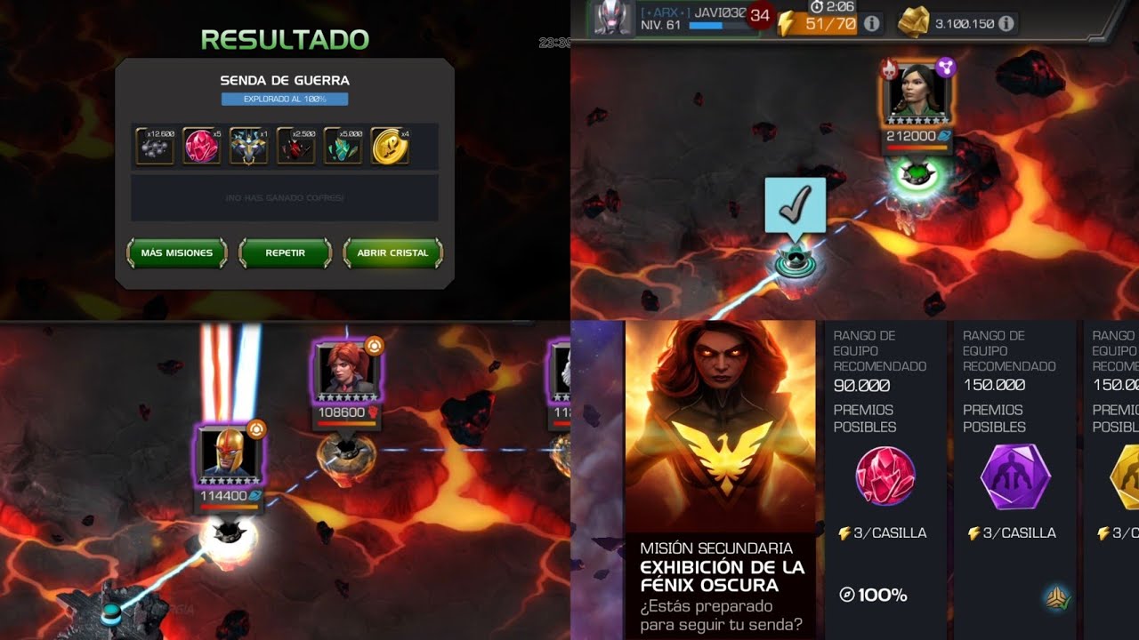 Exhibición de la Fénix oscura Nodos explicados y mejores atacantes MCOC