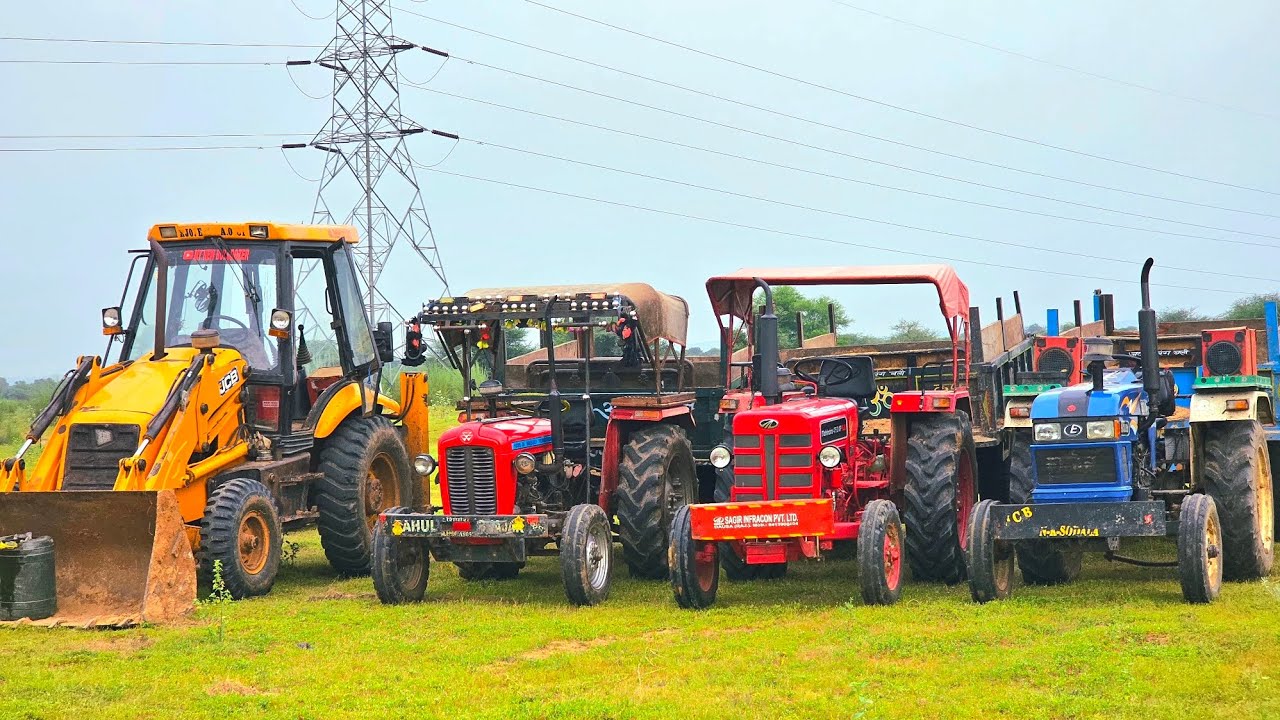 New JCB 3dx Machine with Tractor Loading Stuck Mud | New Holland 3630, Sonalika, Mahindra, Kubota