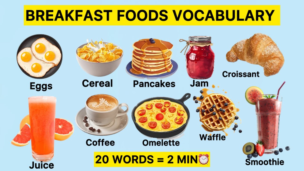 20 Breakfast Foods in English | Learn in 2 Minutes