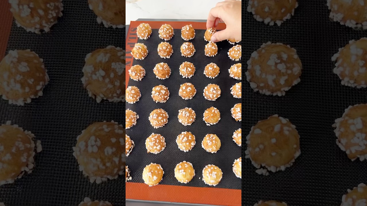 Chouquettes (French sugar puffs) - Can't stop at just a few! ✨ #homebaking #choux #chouxpastry