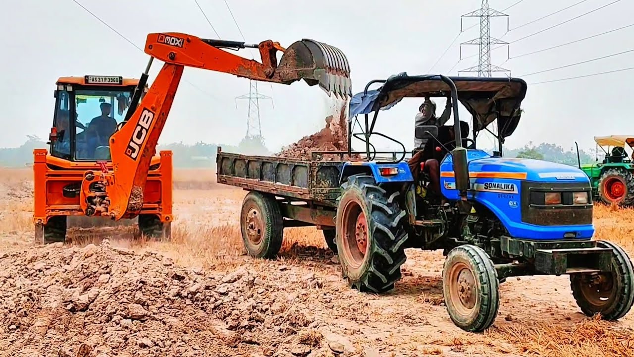 JCB 3dx Eco Xpert Loading Mud in Trolly | Swaraj 855 Fe Stuck | Mahindra NOVO 605 | New Holland 3630