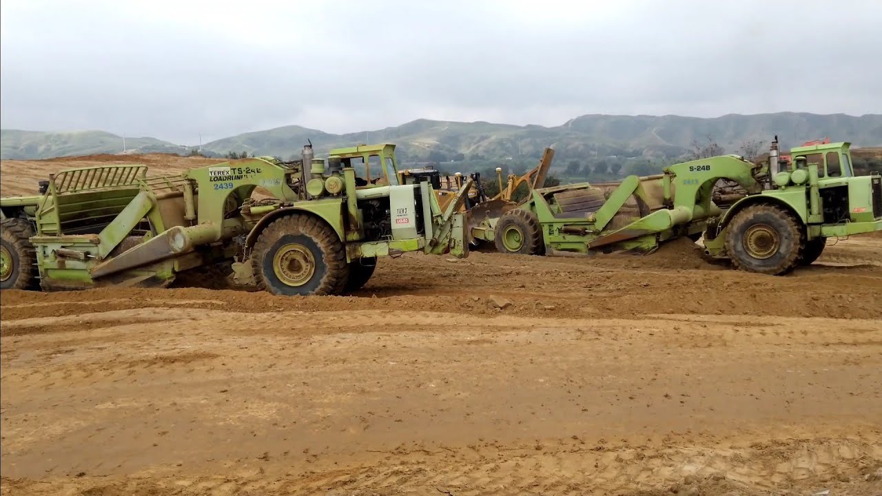 THE GREEN MACHINES!!! TEREX TS-24B Scrapers Working Hard