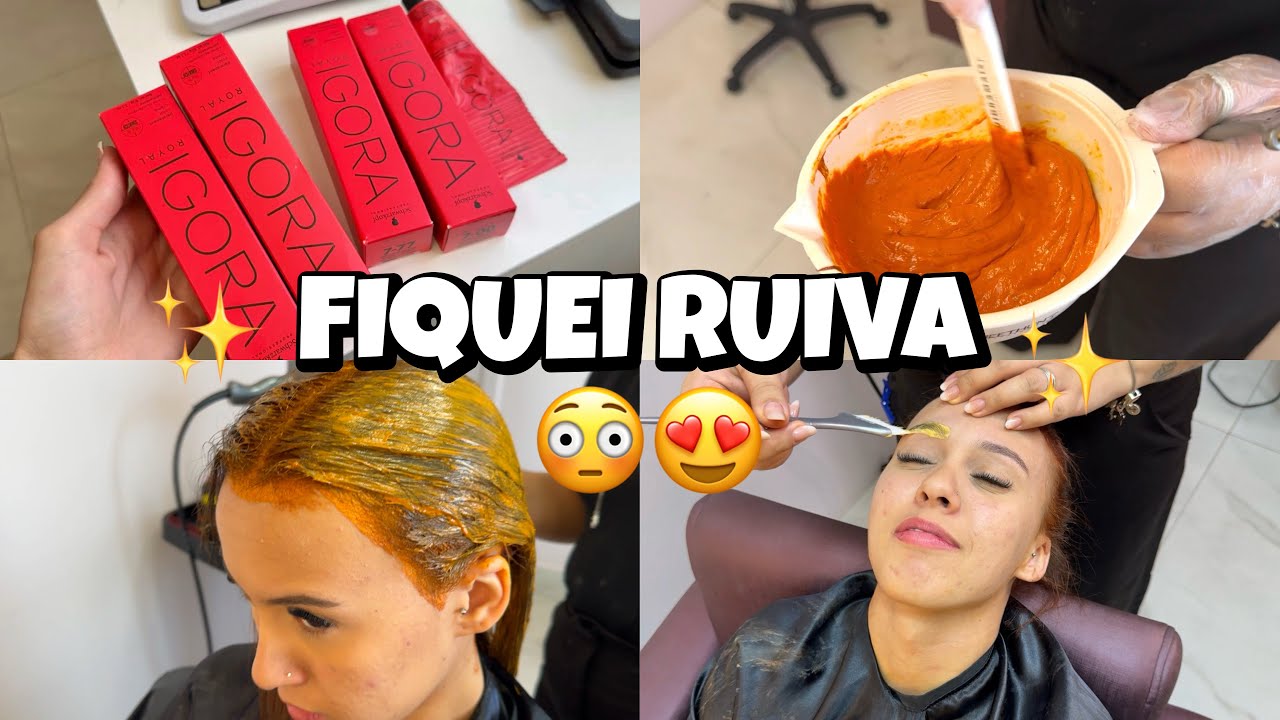 PINTEI O CABELO| mudei o visual | troquei de mega| pintei a sobrancelha | fiquei ruiva🦊😍✨
