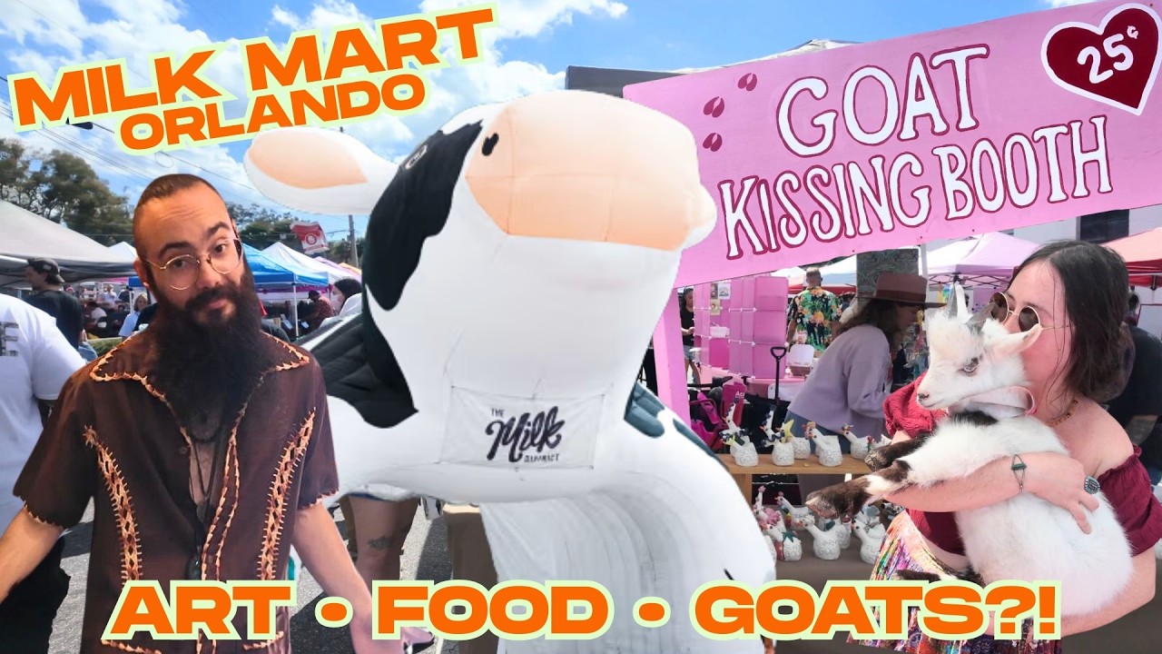 Milk Mart Orlando 🌈🎨 Местное искусство, фудтраки, домашние животные и будка для поцелуев коз!