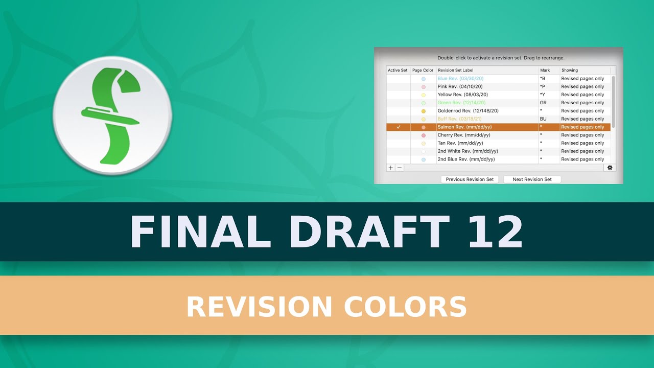 How To Handle Revision Colors In Final Draft 12
