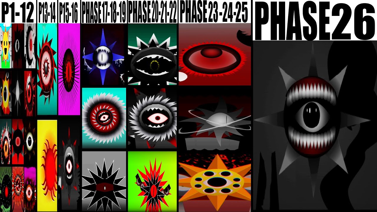 Phase 1 VS Phase 2 VS Phase 3-4 VS Phase 5 VS Phase 6 VS Phase 7-26 in Incredibox Sprunki!