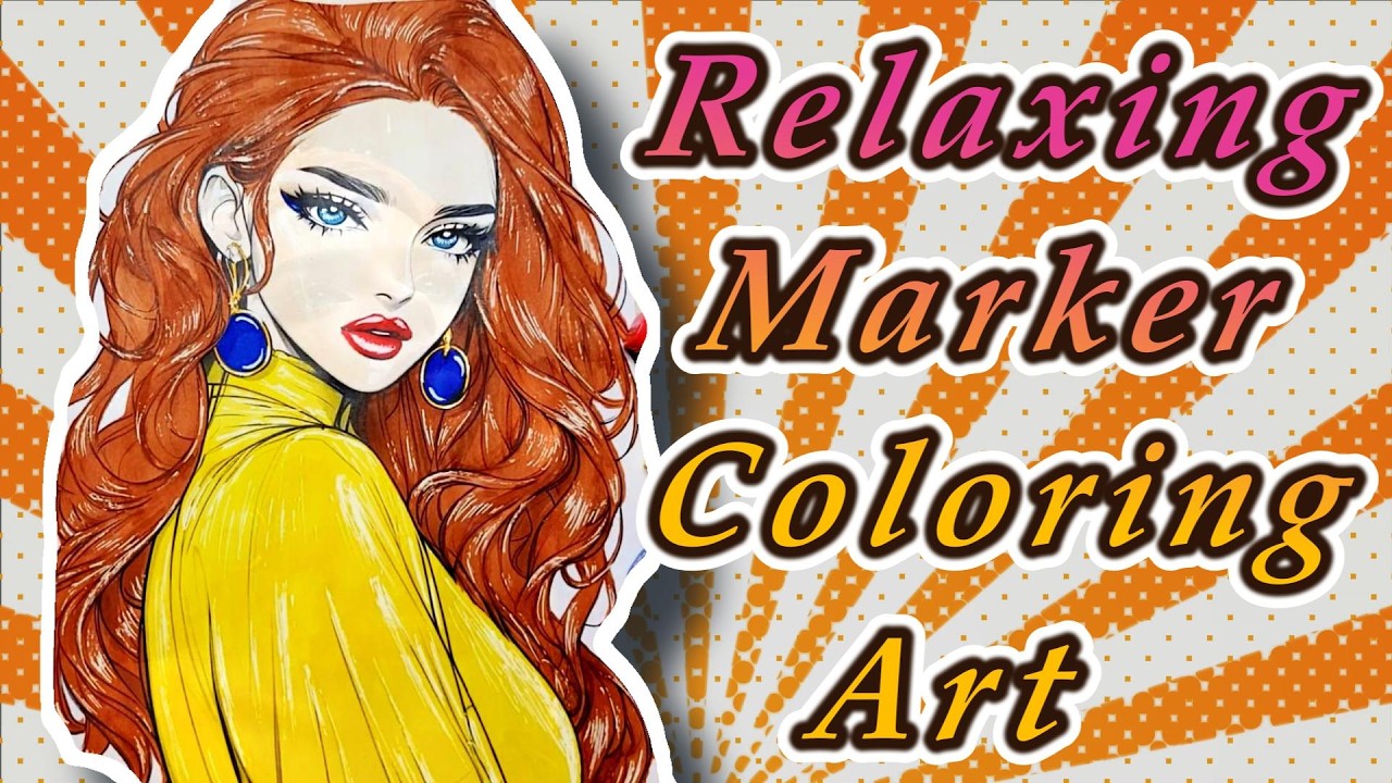 Satisfying Coloring Of A Gorgeous Redhead / Relaxing Art Process