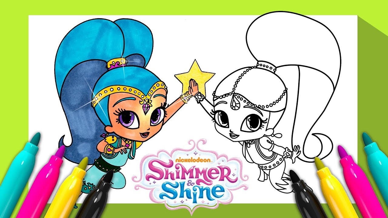 Shimmer and Shine Coloring Book Colored Markers for Kids Children