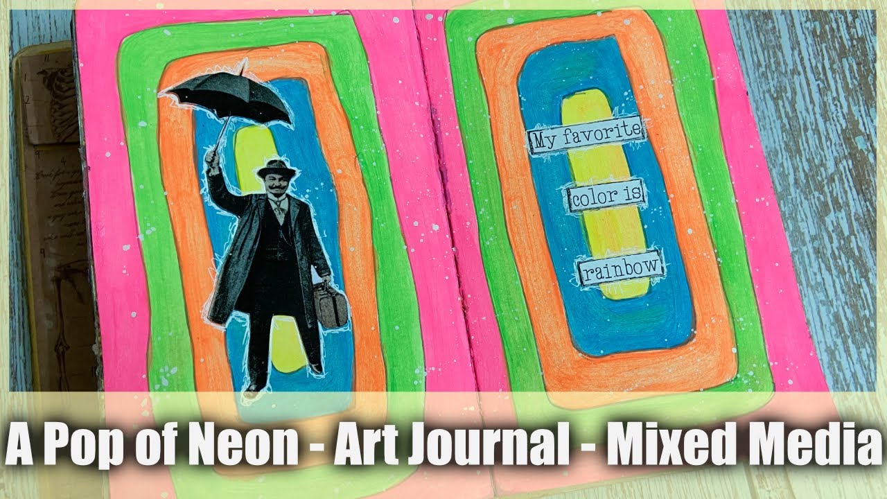 Pop of Neon | Art Journal | Mixed Media | Acrylic Paints