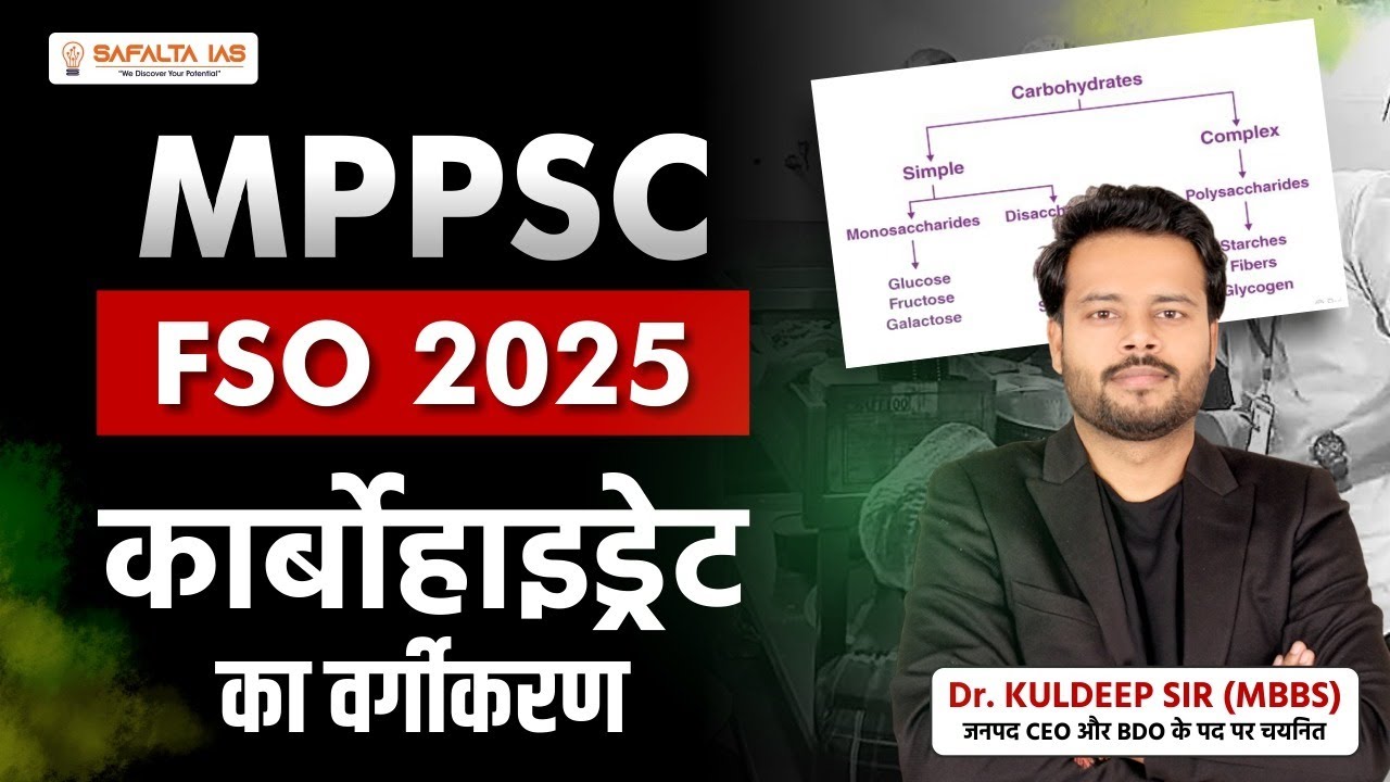 MPPSC FOOD SAFETY OFFICER 2025 | कार्बोहाइड्रेट  का वर्गीकरण ||  By Dr Kuldeep Sir
