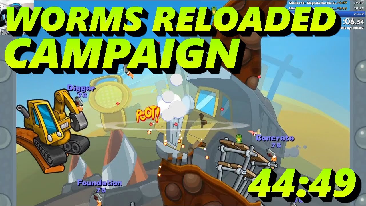 Worms Reloaded - Campaign Speedrun in 44:49 (No Level Skips)