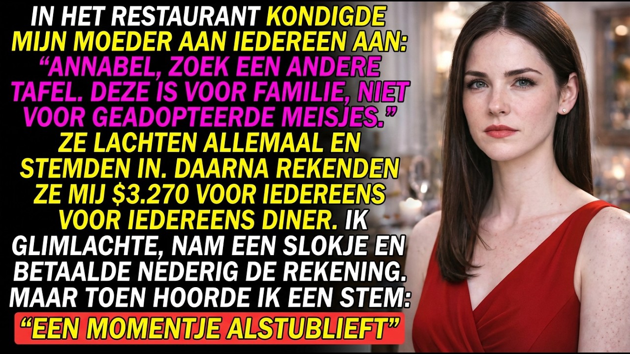 Mijn moeder zei “ga aan een andere tafel”, omdat ik geadopteerd ben — ik glimlachte en…