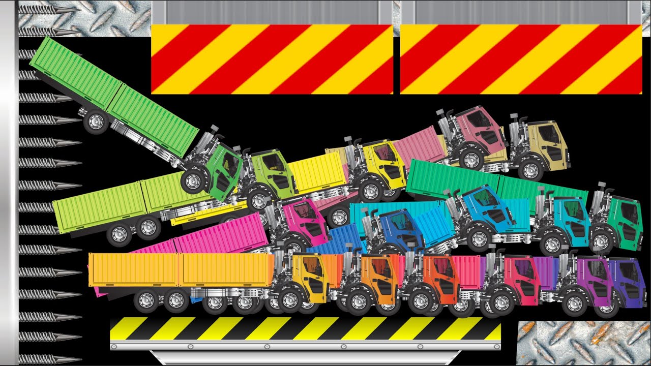 Long Container Truck Race - Escape From Giant Spike Trap